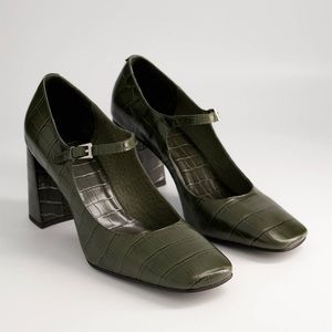 Brand New Croc-Embossed Mary Jane Heels